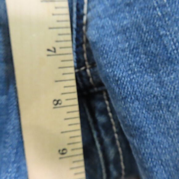 Miss Me Jeans Embellished 28 Blue Denim Angel Wings Bling Capri Flap Pockets - Picture 9 of 14